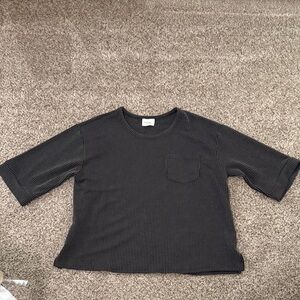 ANDREE BY UNIT Black and White Pinstripe Tee